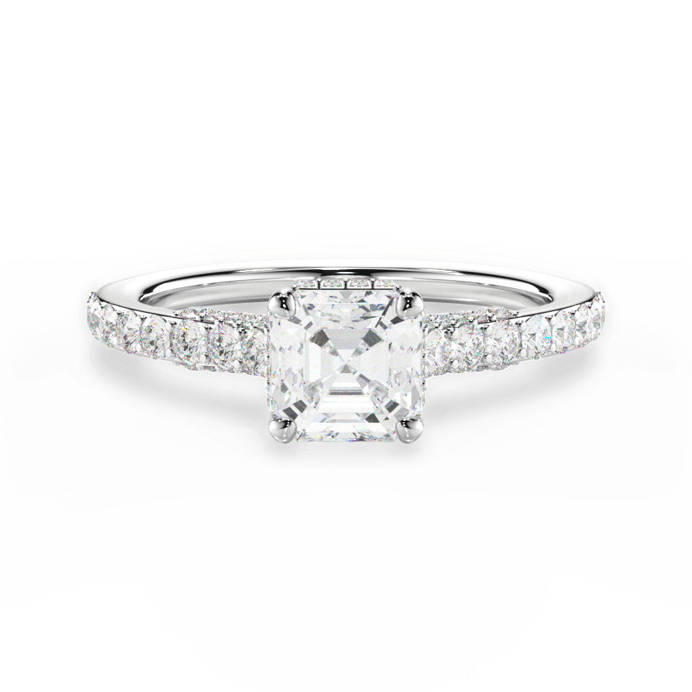 Laura Asscher Cut Lab Grown Diamond 18Kt White Gold Engagement Ring