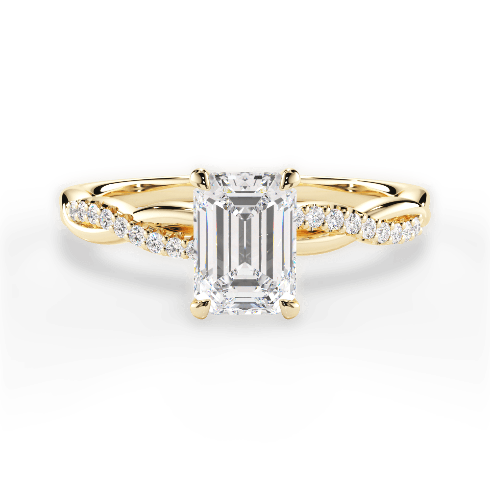 Charlotte Emerald Cut Lab Grown Diamond 18Kt Yellow Gold Engagement Ring