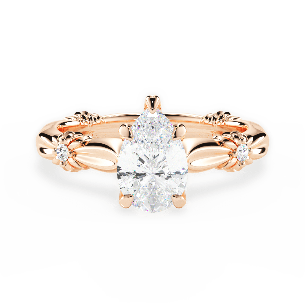 Claire Pear Cut Lab Grown Diamond 18Kt Rose Gold Engagement Ring