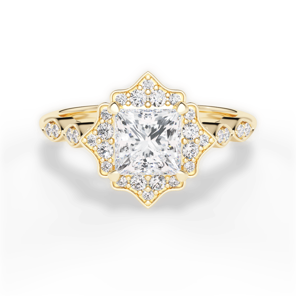 Julie Princess Cut Lab Grown Diamond 18Kt Yellow Gold Engagement Ring