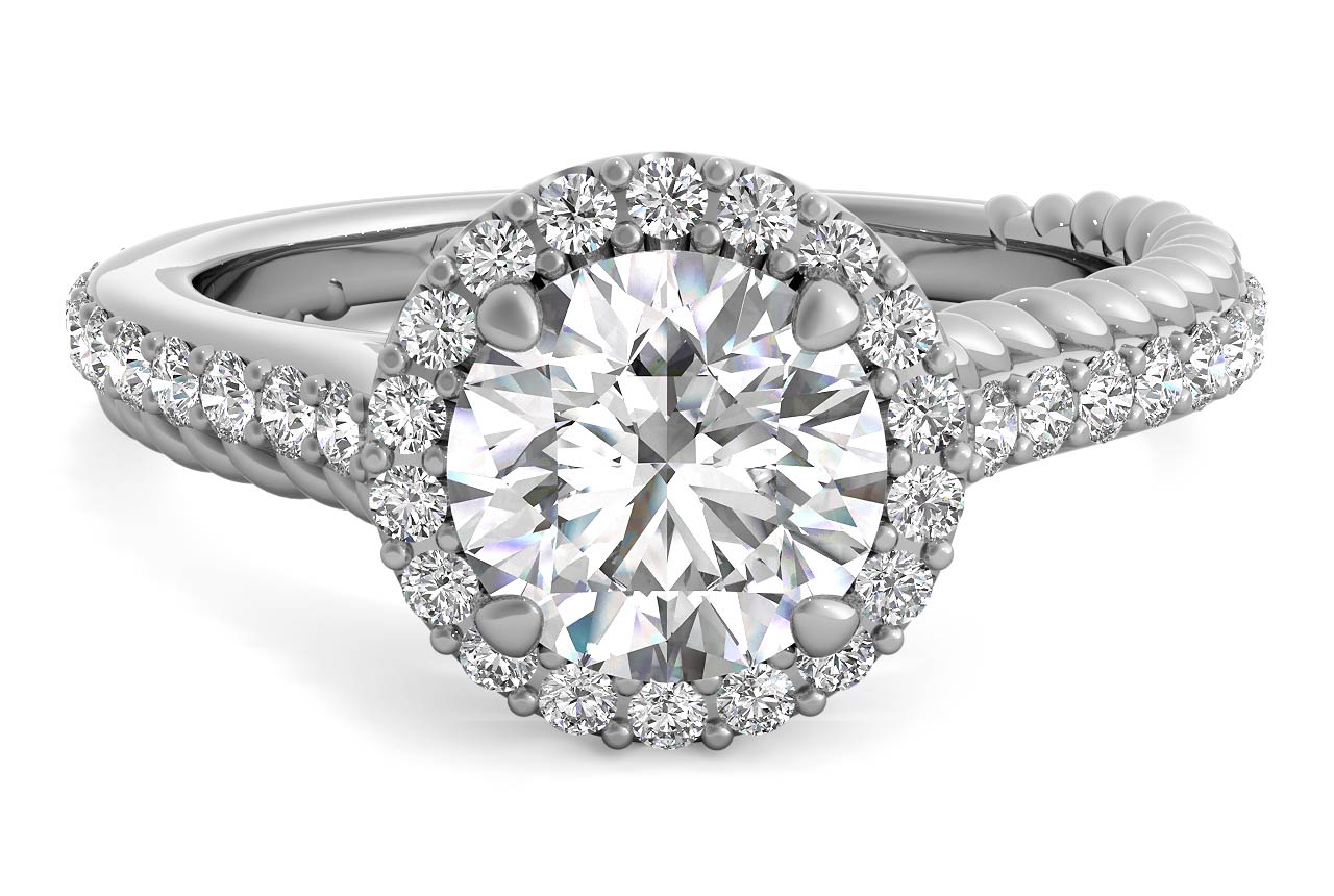 Kim Round Cut Lab Grown Diamond Platinum Engagement Ring