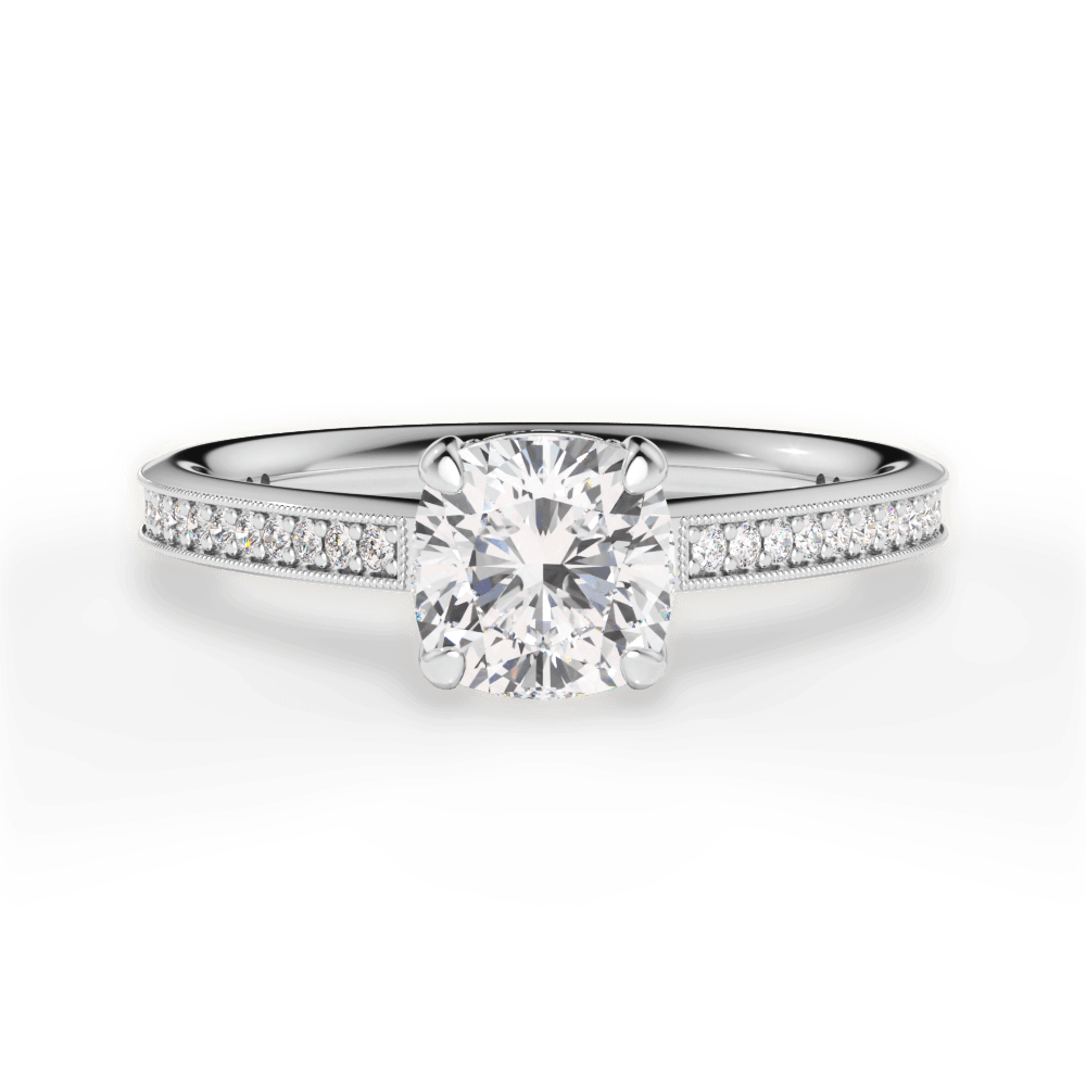 Janet Cushion Cut Lab Grown Diamond 18Kt White Gold Engagement Ring