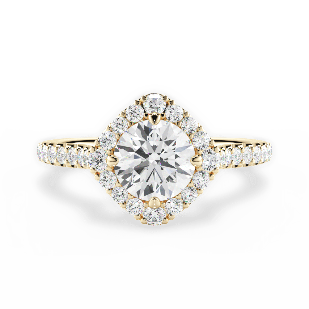 Jackie Round Cut Lab Grown Diamond 18Kt Yellow Gold Engagement Ring