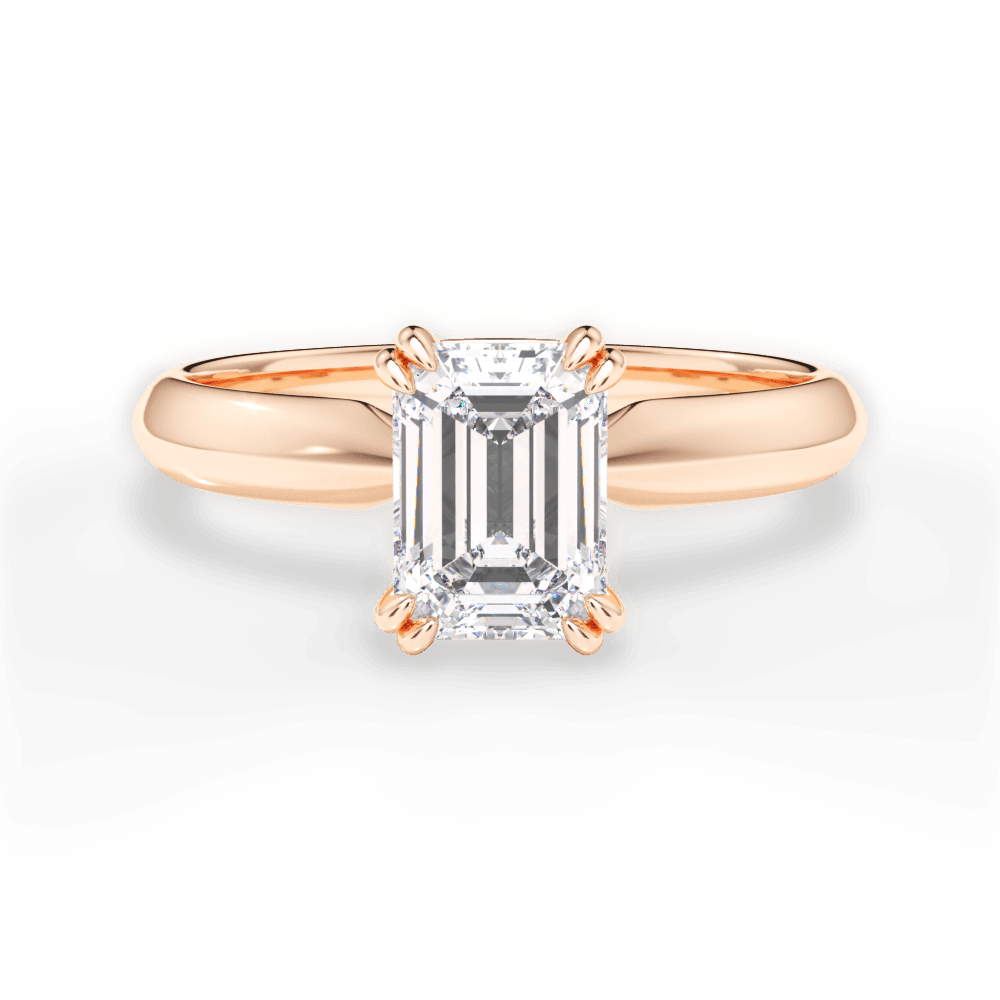 Claudia Emerald Cut Lab Grown Diamond 18Kt Rose Gold Engagement Ring