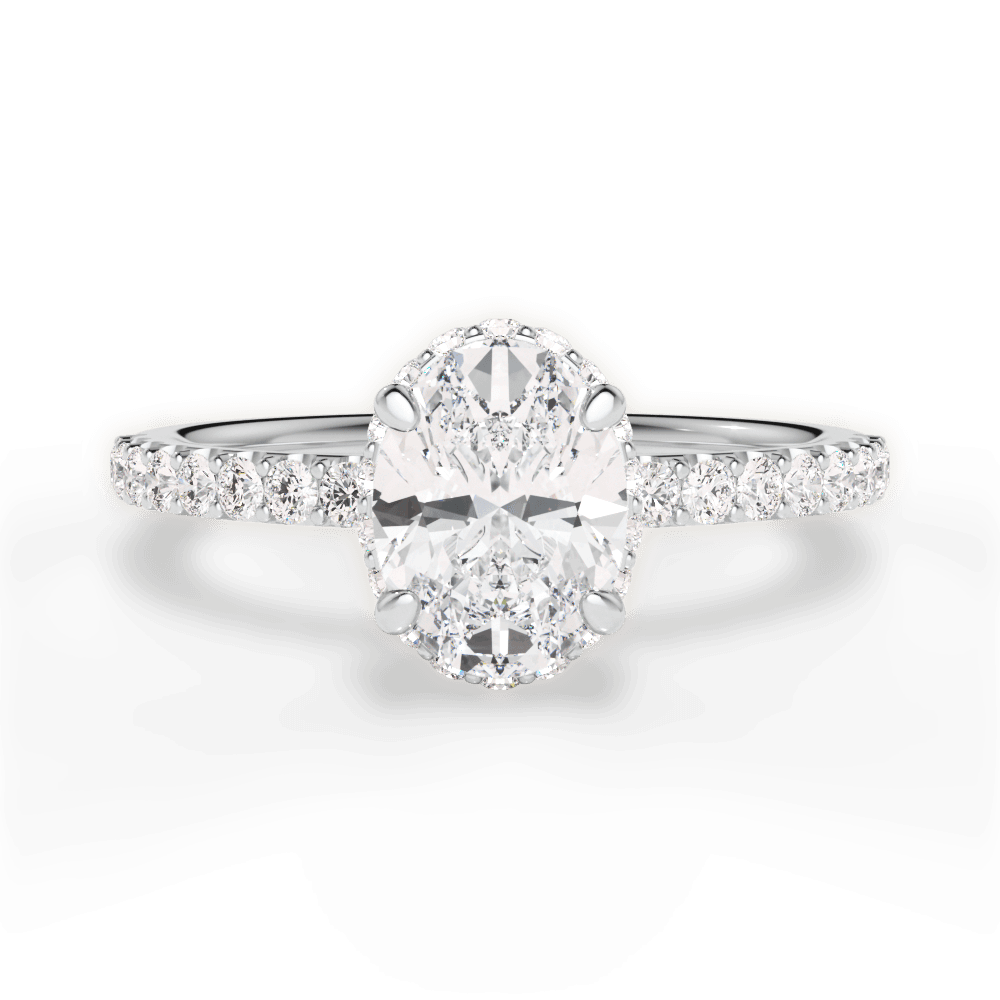 Isabella Oval Cut Lab Grown Diamond 14Kt White Gold Engagement Ring