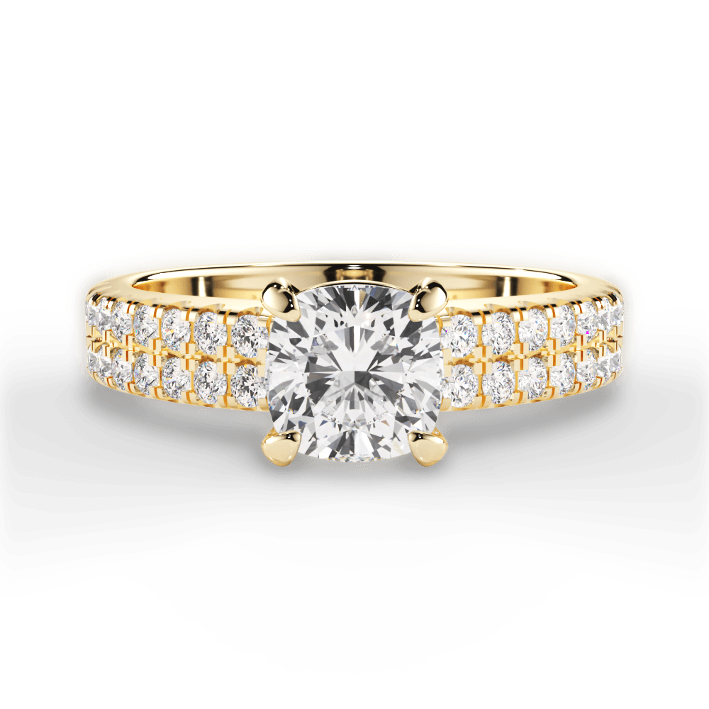 Kayla Cushion Cut Lab Grown Diamond 18Kt Yellow Gold Engagement Ring