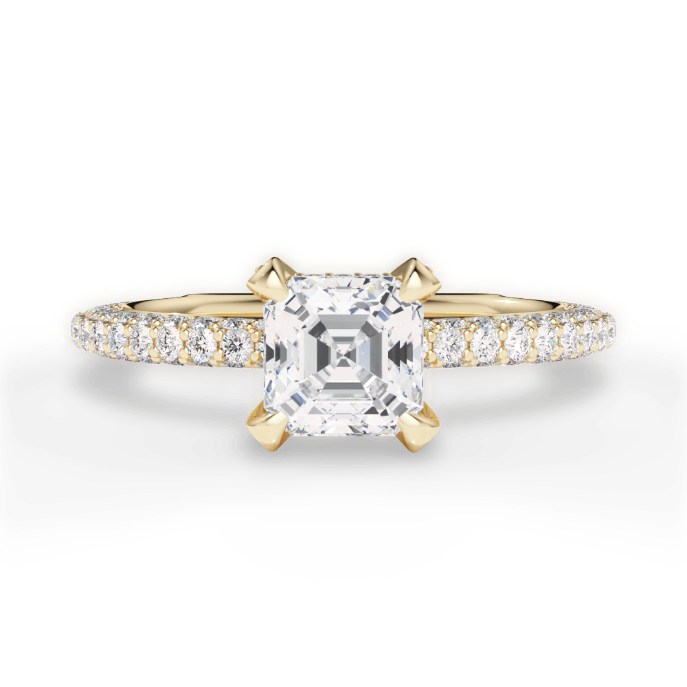 Madeline Asscher Cut Lab Grown Diamond 18Kt Yellow Gold Engagement Ring