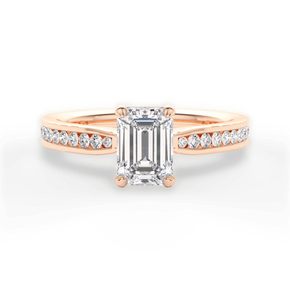 Katelyn Emerald Cut Lab Grown Diamond 18Kt Rose Gold Engagement Ring