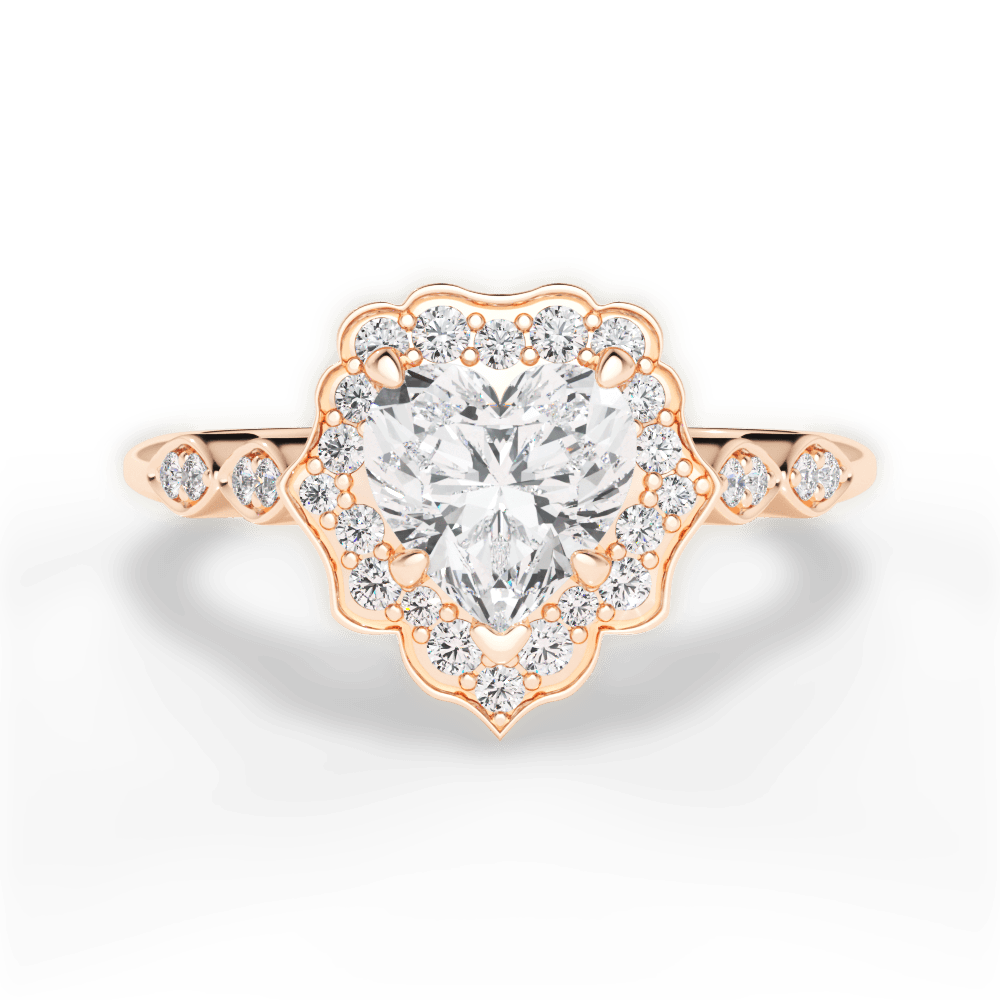 Julie Heart Cut Lab Grown Diamond 18Kt Rose Gold Engagement Ring