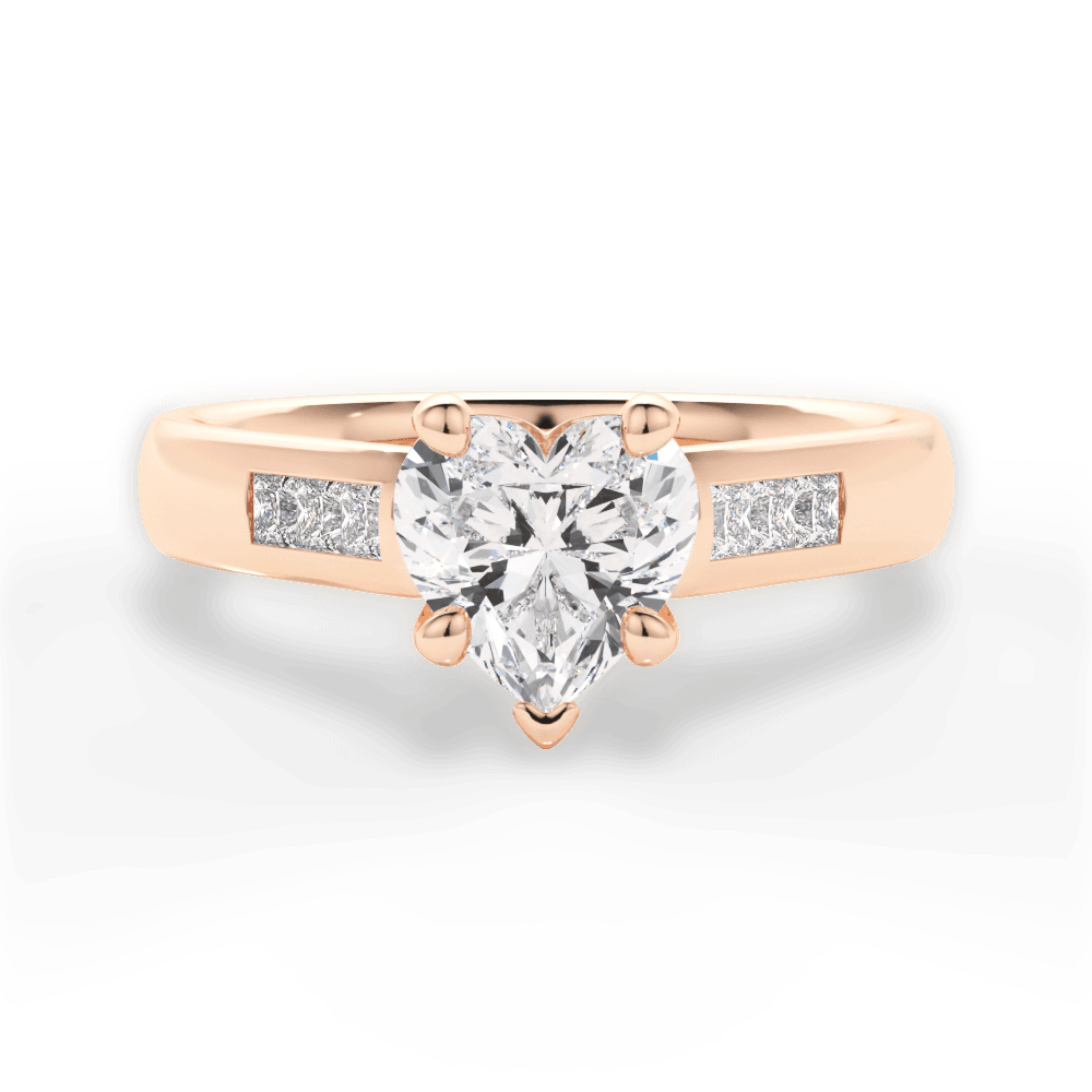 Brittany Heart Cut Lab Grown Diamond 18Kt Rose Gold Engagement Ring