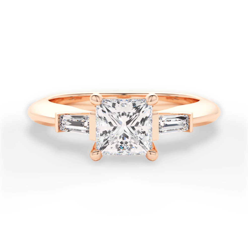 Emily Princess Cut Lab Grown Diamond 18Kt Rose Gold Engagement Ring