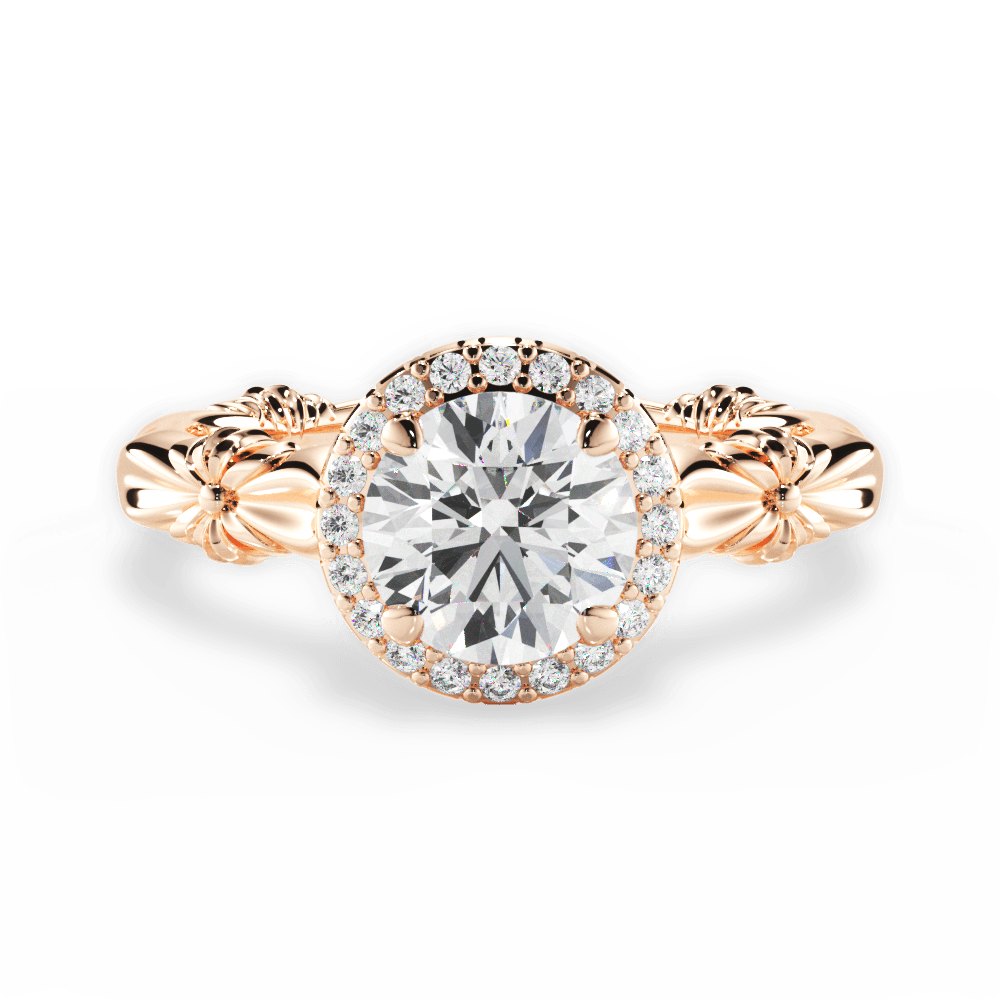 Erica Round Cut Lab Grown Diamond 18Kt Rose Gold Engagement Ring