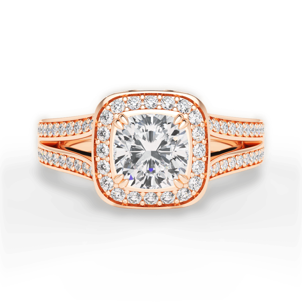 Mackenzie Cushion Cut Lab Grown Diamond 18Kt Rose Gold Engagement Ring