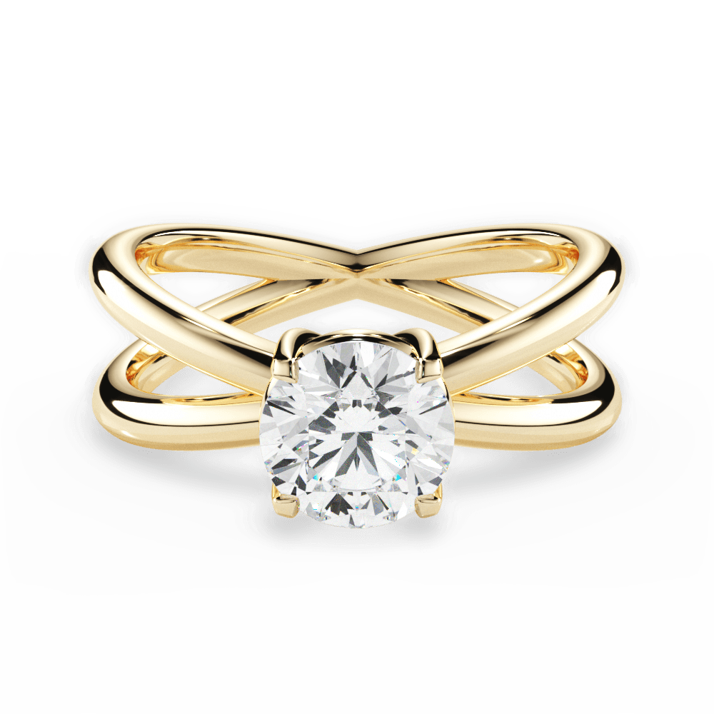 Ada Round Cut Lab Grown Diamond 18Kt Yellow Gold Engagement Ring