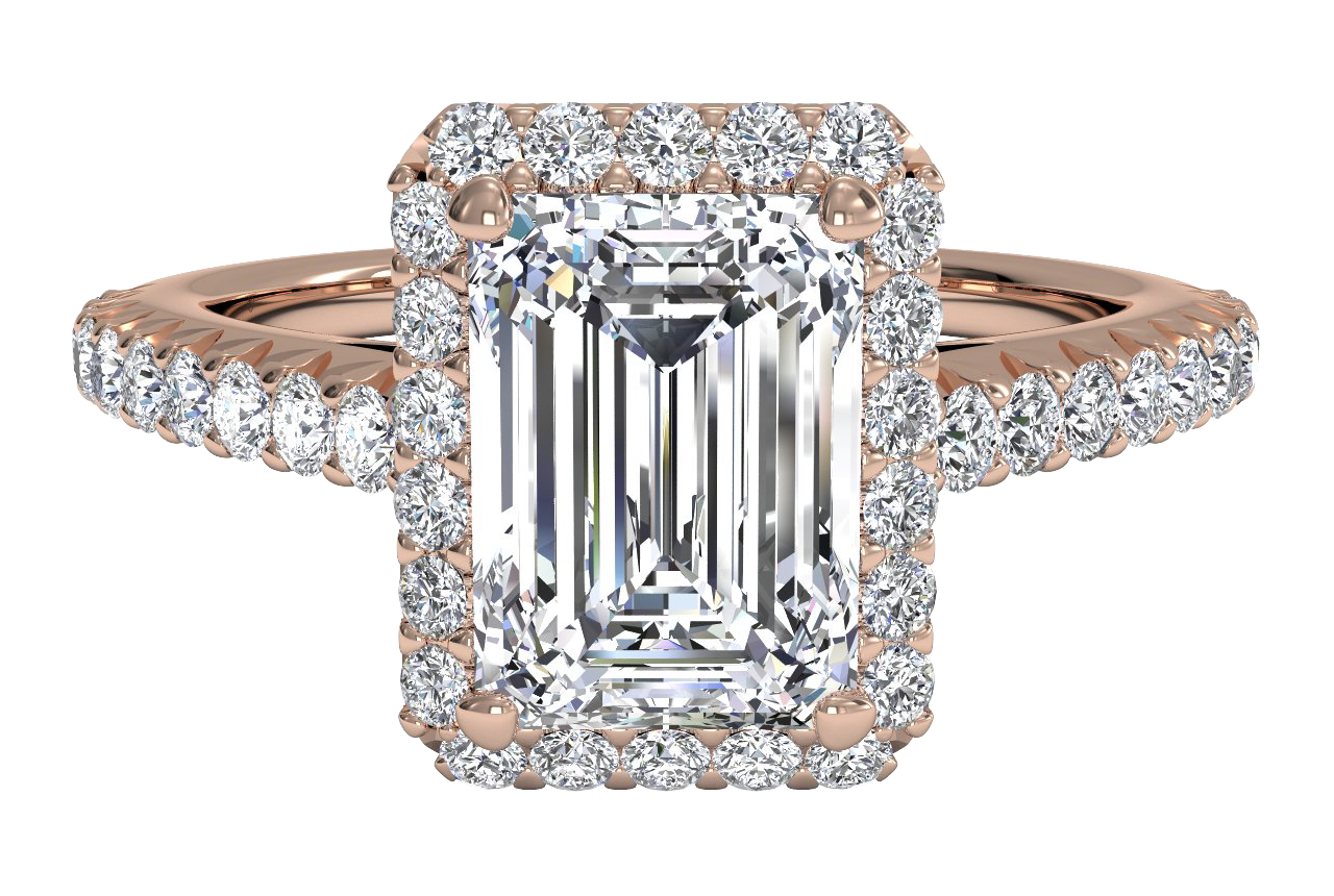 Kathleen Emerald Cut Lab Grown Diamond 18Kt Rose Gold Engagement Ring