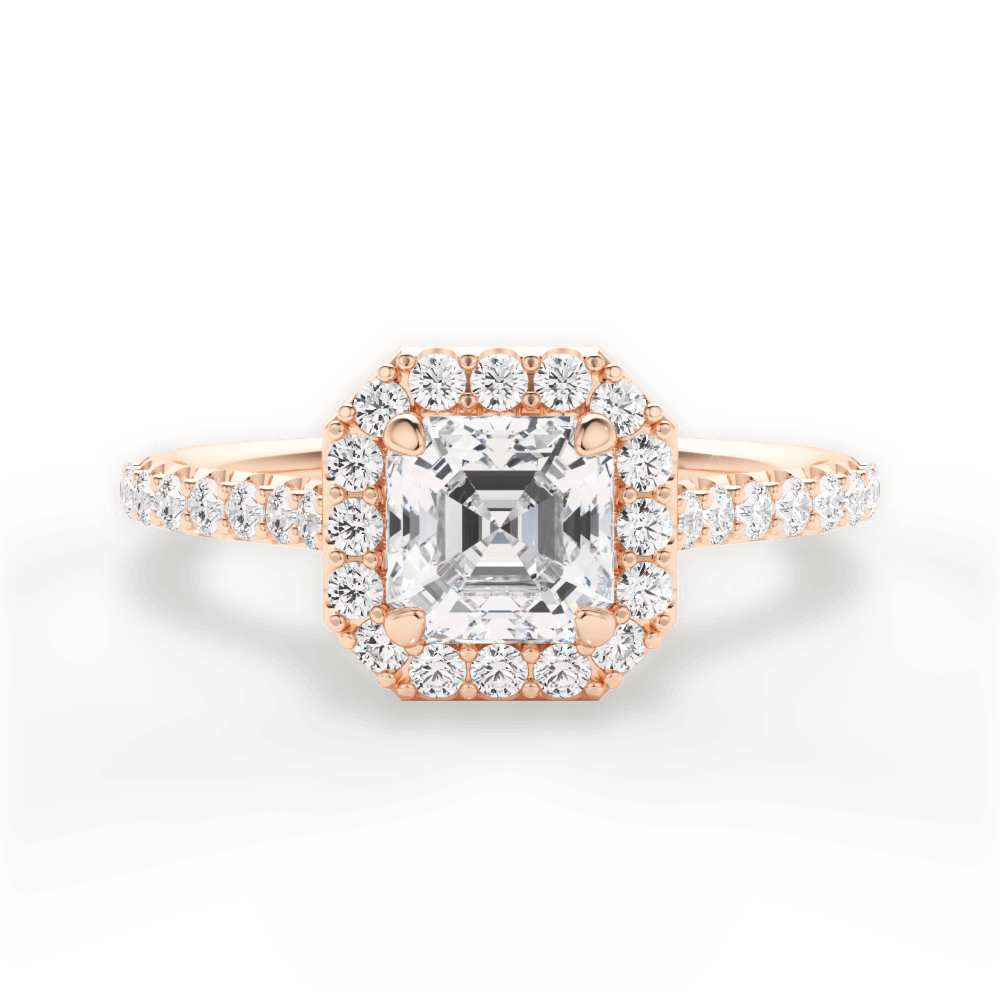 Leah Asscher Cut Lab Grown Diamond 18Kt Rose Gold Engagement Ring