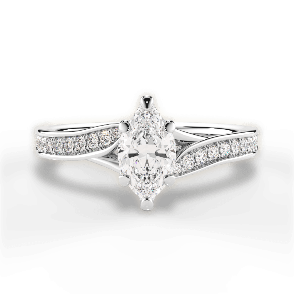 Elise Marquise Cut Lab Grown Diamond 18Kt White Gold Engagement Ring
