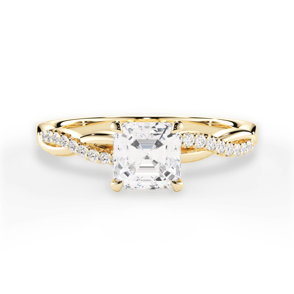 Charlotte Asscher Cut Lab Grown Diamond 18Kt Yellow Gold Engagement Ring