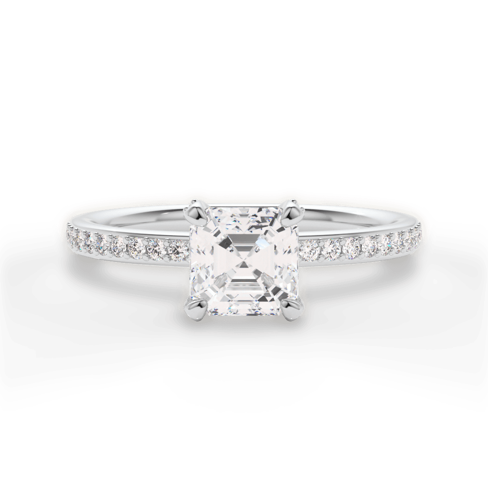 Janice Asscher Cut Lab Grown Diamond 14Kt White Gold Engagement Ring