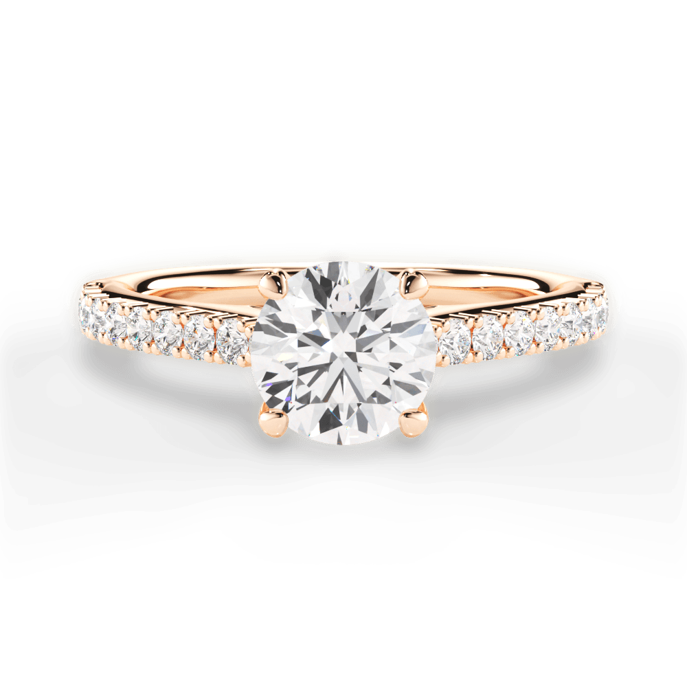 Frances Round Cut Lab Grown Diamond 18Kt Rose Gold Engagement Ring