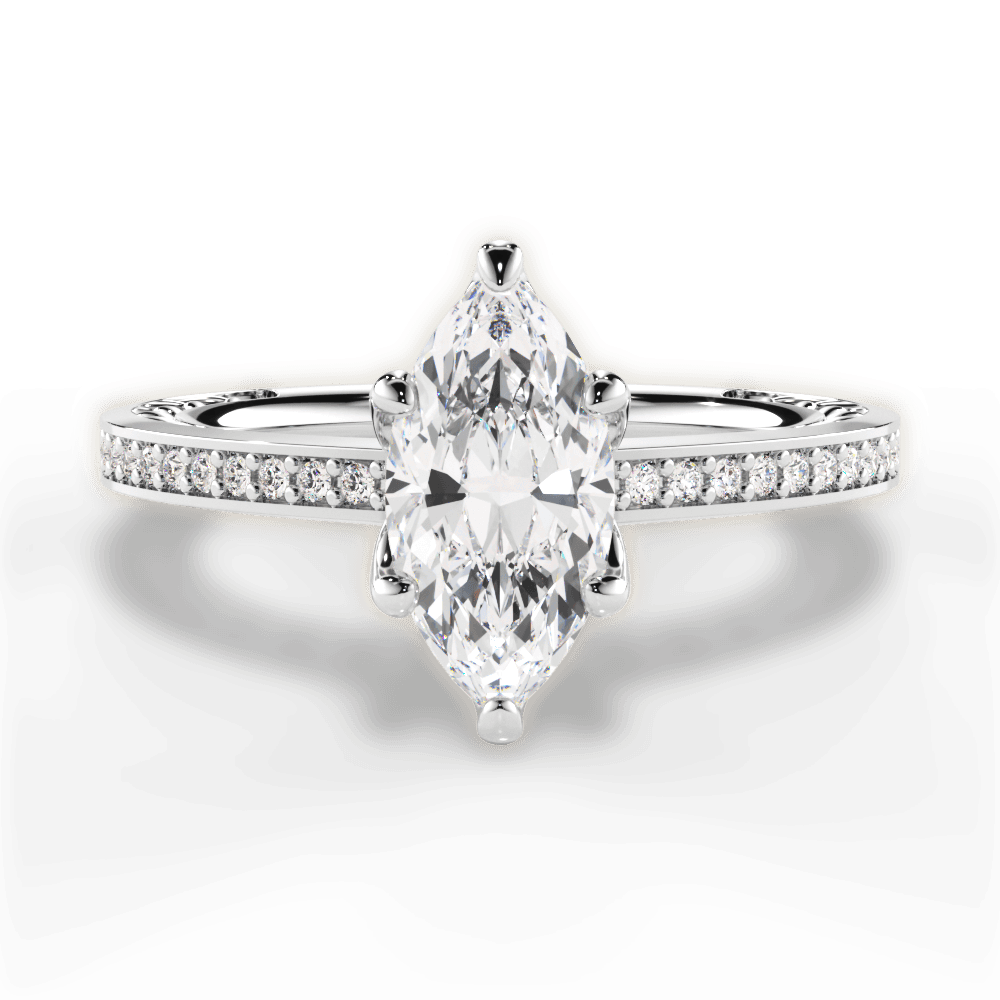 Donna Marquise Cut Lab Grown Diamond 14Kt White Gold Engagement Ring