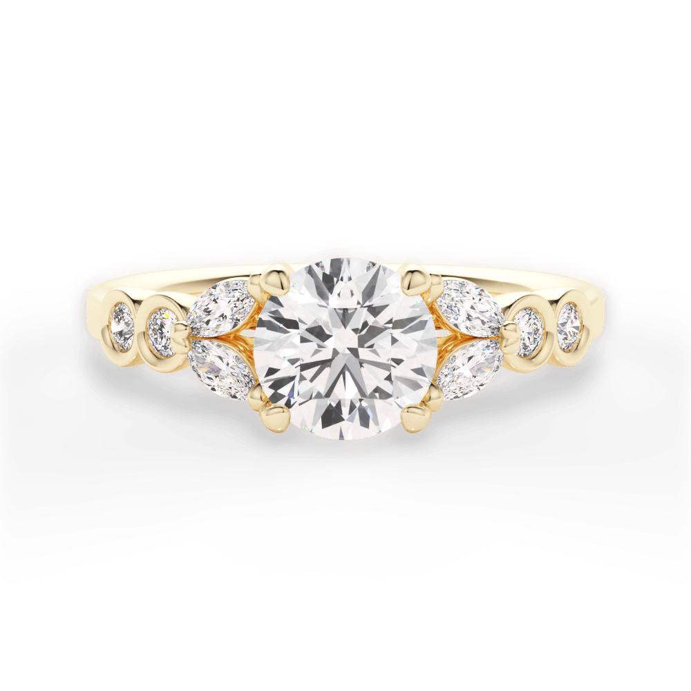 Evelyn Round Cut Lab Grown Diamond 18Kt Yellow Gold Engagement Ring