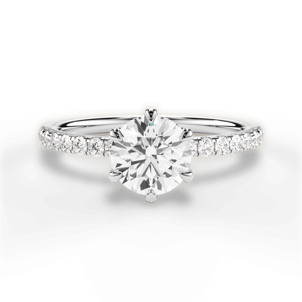 Eleanor Round Cut Lab Grown Diamond 14Kt White Gold Engagement Ring
