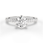 Eleanor Round Cut Lab Grown Diamond 14Kt White Gold Engagement Ring