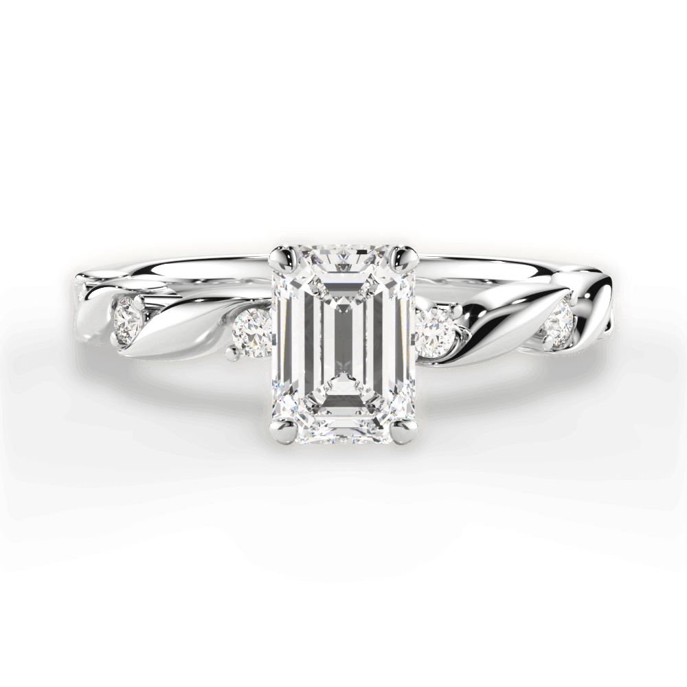 Emma Emerald Cut Lab Grown Diamond Platinum Engagement Ring