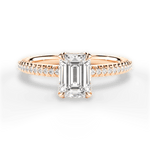 Helen Emerald Cut Lab Grown Diamond 18Kt Rose Gold Engagement Ring