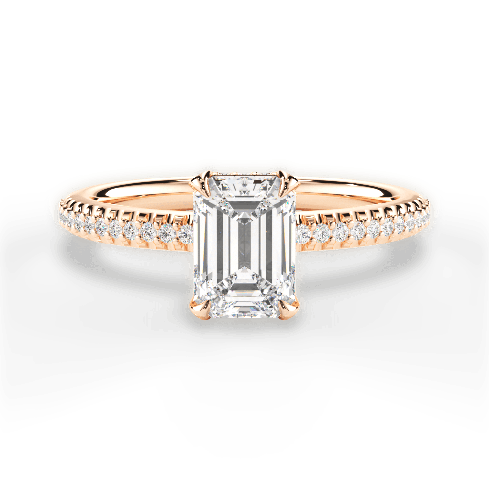 Helen Emerald Cut Lab Grown Diamond 18Kt Rose Gold Engagement Ring