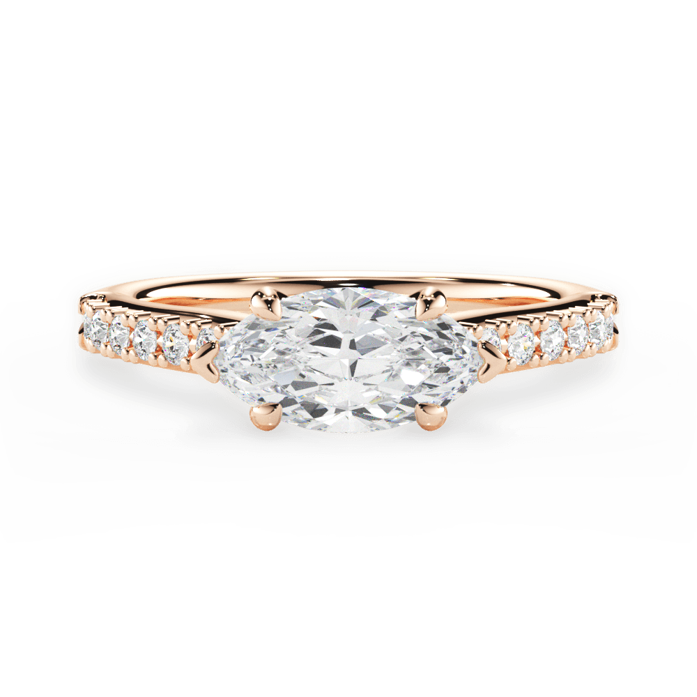 Diane Marquise Cut Lab Grown Diamond 18Kt Rose Gold Engagement Ring
