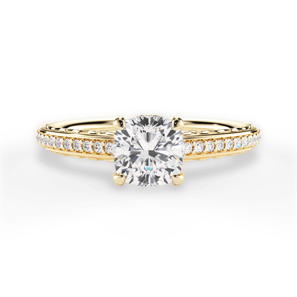 Caroline Cushion Cut Lab Grown Diamond 18Kt Yellow Gold Engagement Ring