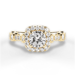 Irene Cushion Cut Lab Grown Diamond 18Kt Yellow Gold Engagement Ring