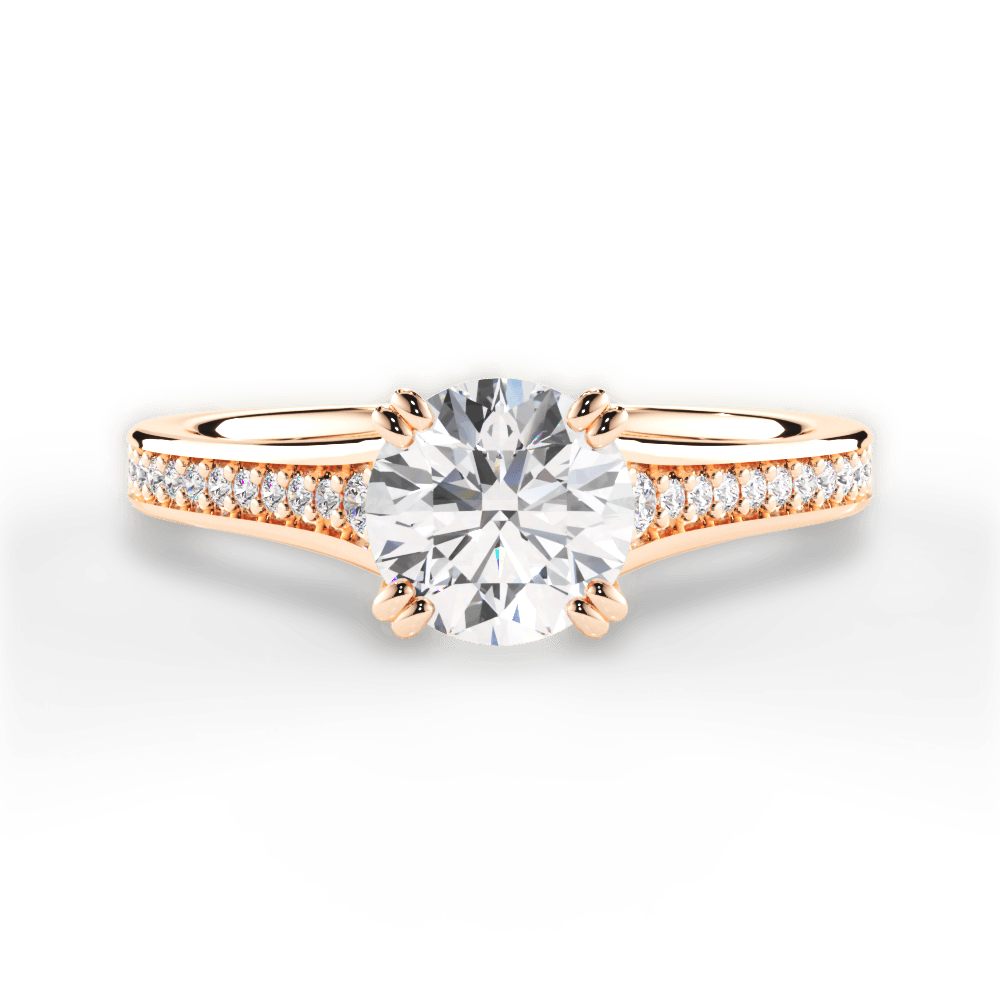 Delia Round Cut Lab Grown Diamond 18Kt Rose Gold Engagement Ring