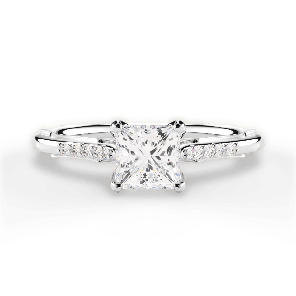 Christina Princess Cut Lab Grown Diamond 14Kt White Gold Engagement Ring