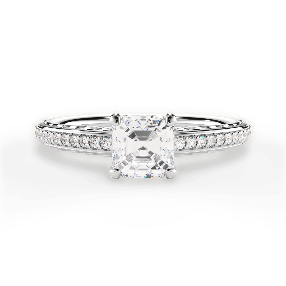 Caroline Asscher Cut Lab Grown Diamond 14Kt White Gold Engagement Ring