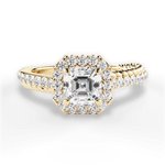 Kim Asscher Cut Lab Grown Diamond 18Kt Yellow Gold Engagement Ring