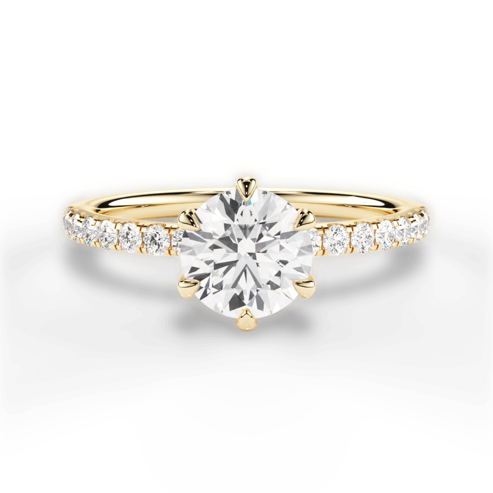 Eleanor Round Cut Lab Grown Diamond 18Kt Yellow Gold Engagement Ring