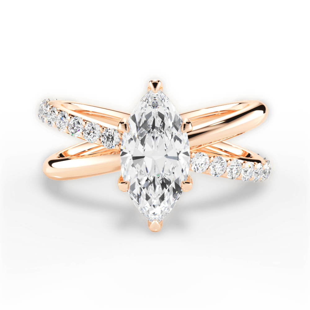 Jennifer Marquise Cut Lab Grown Diamond 18Kt Rose Gold Engagement Ring