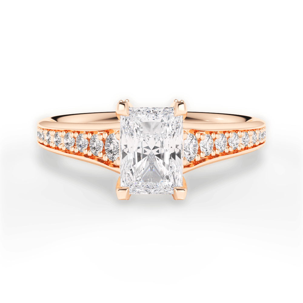 Leslie Radiant Cut Lab Grown Diamond 18Kt Rose Gold Engagement Ring