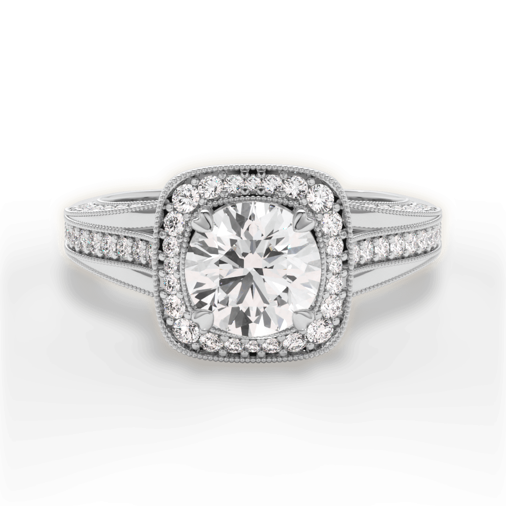 Lillian Round Cut Lab Grown Diamond 18Kt White Gold Engagement Ring