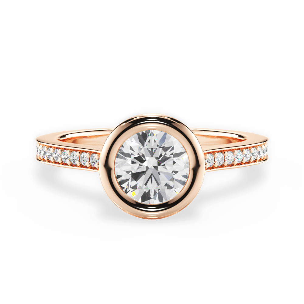 Deanna Round Cut Lab Grown Diamond 18Kt Rose Gold Engagement Ring