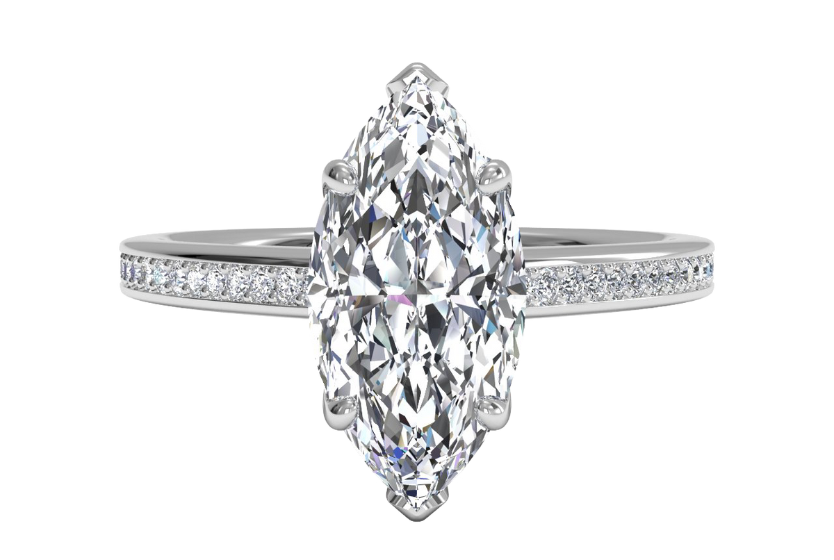 Judith Marquise Cut Lab Grown Diamond 14Kt White Gold Engagement Ring