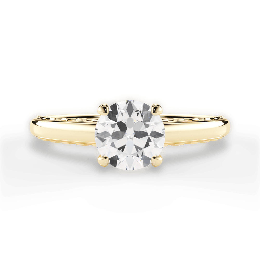 Annette Round Cut Lab Grown Diamond 18Kt Yellow Gold Engagement Ring