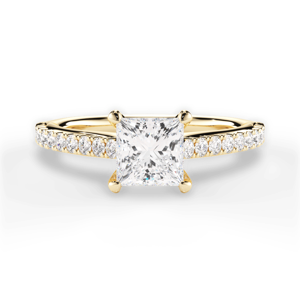 Frances Princess Cut Lab Grown Diamond 18Kt Yellow Gold Engagement Ring