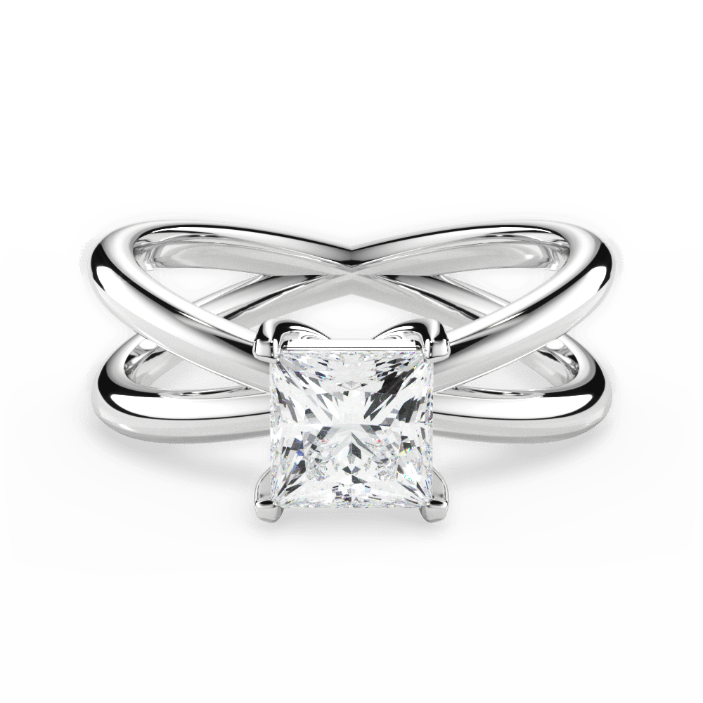 Ada Princess Cut Lab Grown Diamond 18Kt White Gold Engagement Ring