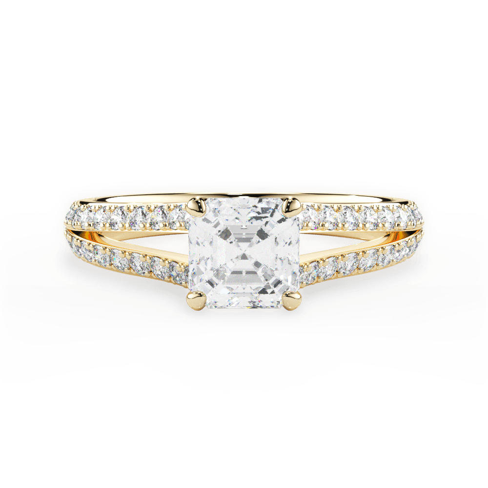 Kendra Asscher Cut Lab Grown Diamond 18Kt Yellow Gold Engagement Ring