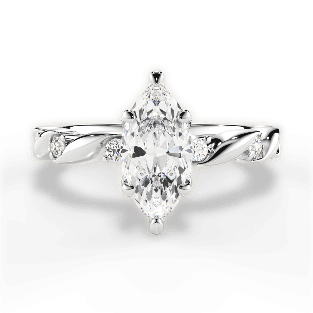 Emma Marquise Cut Lab Grown Diamond 18Kt White Gold Engagement Ring