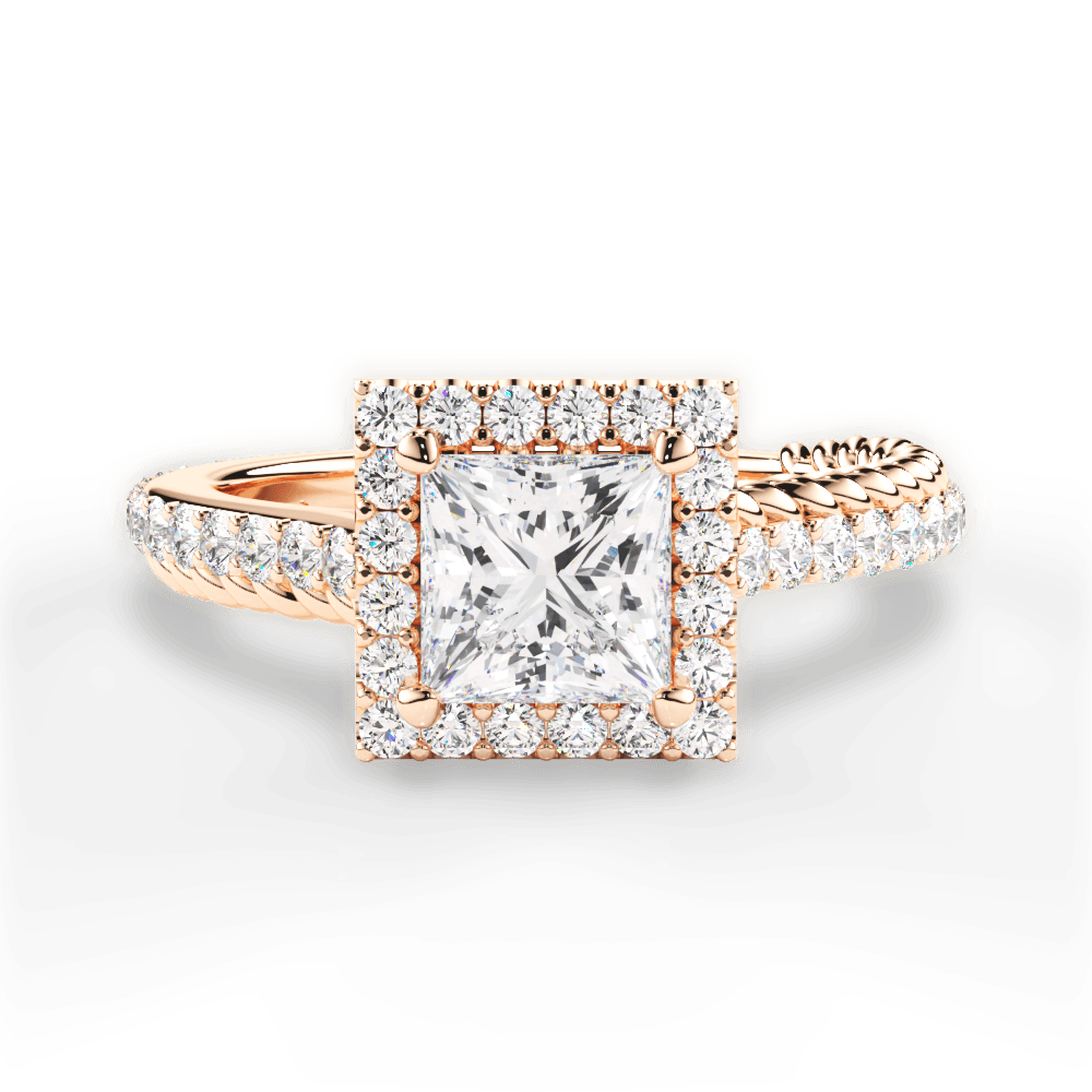 Kim Princess Cut Lab Grown Diamond 18Kt Rose Gold Engagement Ring